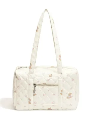 ‘Floria’Coquette Floral Bear Prints Big Volume Handbag