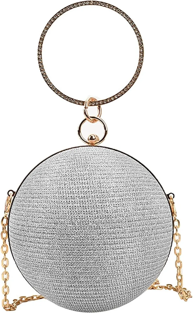 FNKDOR 2023 Clutches Women's Funny Ball Shaped Evening Bag with Metallic Shoulder Strap