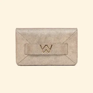 Forever Classy Clutch in Silver Gold Platinum Lizard
