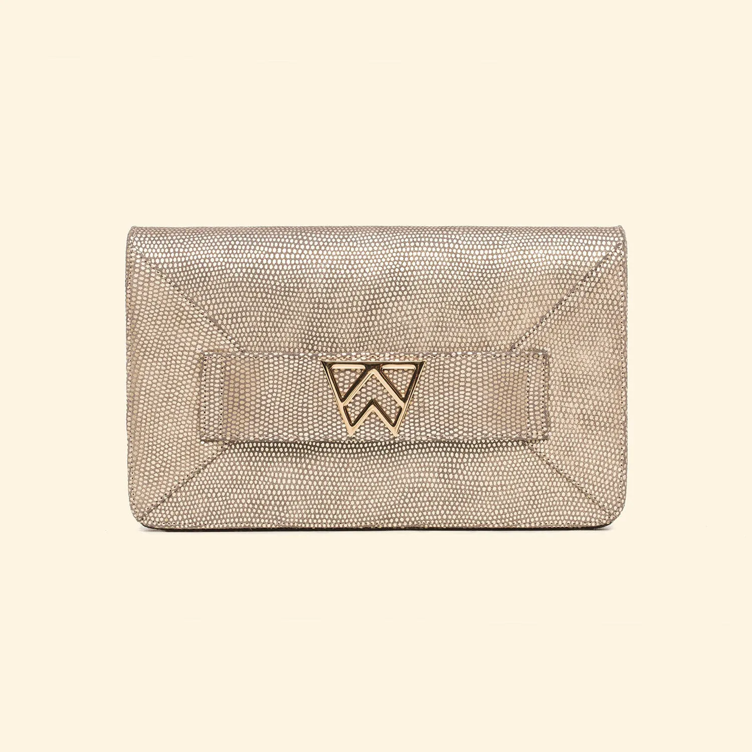 Forever Classy Clutch in Silver Gold Platinum Lizard