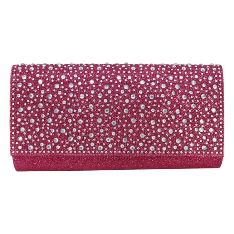 Fuchsia Pink Crystal Clutch Bag