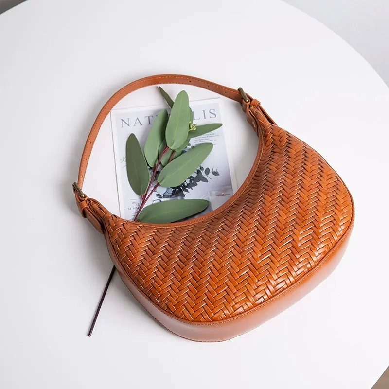 Fuer French Handmade Minimalist Genuine Leather Underarm Bag – Crescent Weave Design