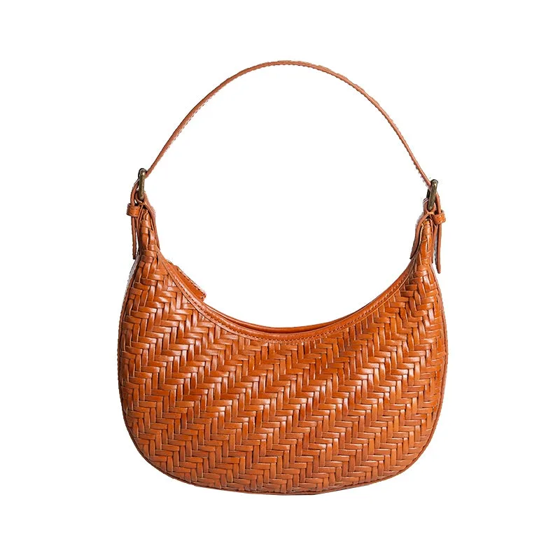 Fuer French Handmade Minimalist Genuine Leather Underarm Bag – Crescent Weave Design