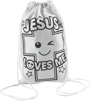 Fun Express Jesus Loves Me Color Your Own Backpack Kit  Creative Craft for Kids  Perfect for Personalized  Home Activities & Gifts  Markers  Great for Fun & Learning  1 Piece