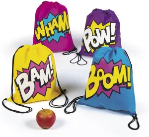 Fun Express Superhero Girl Drawstring Backpacks Bags - 12 Bags