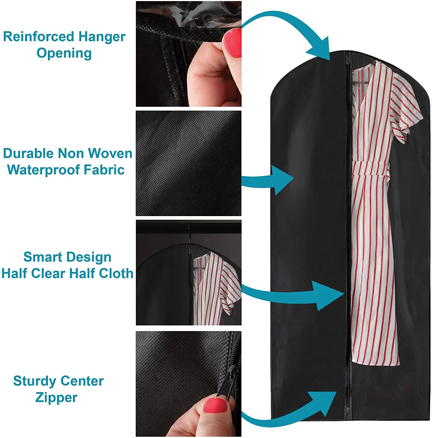Garment Bag Sturdy Suit Dress Cover for with a Clear Panel for Easy Viewing