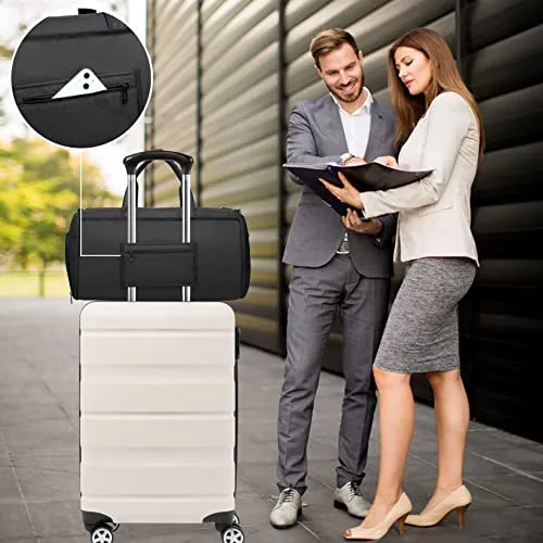 Garment Bags for Travel,Carry on Suit Bags for Men Travel,Garment Bag with Shoe Compartment,2 in 1 Waterproof Convertible Garment Bag with Shoulder Strap Black