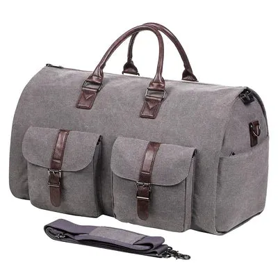 Gary – Men's Large Convertible Vintage-Style Leather Duffle Garment Bag