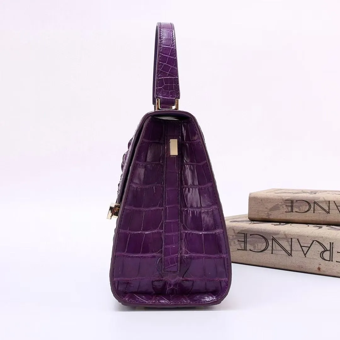 Genuine Crocodile Skin Bone Leather Top Handle Bags