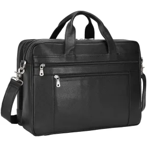 Genuine Leather Briefcase for Men 17" Computer Bag Business Travel Messenger Bag Black Handbag