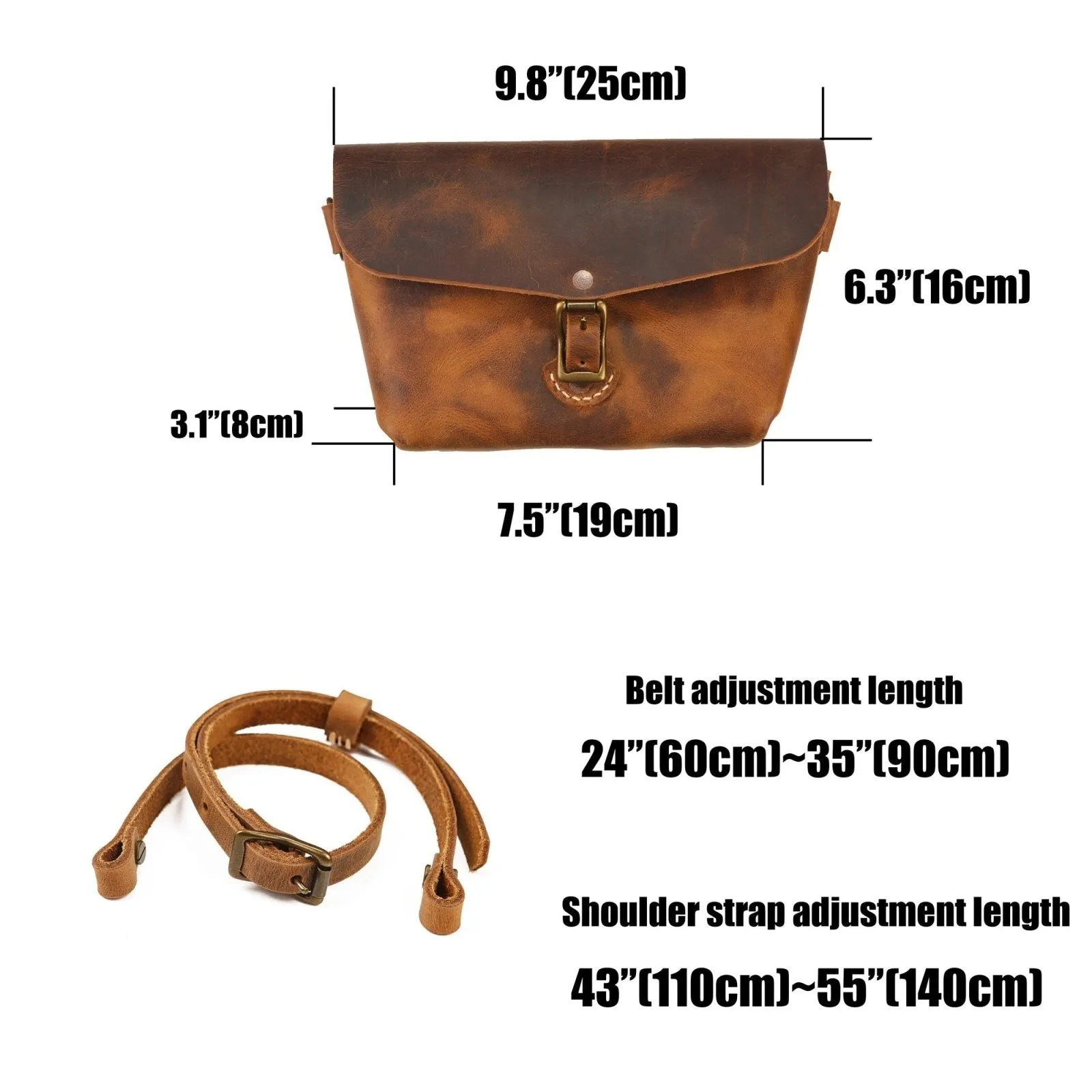 Genuine leather designer crossbody fanny pack for men