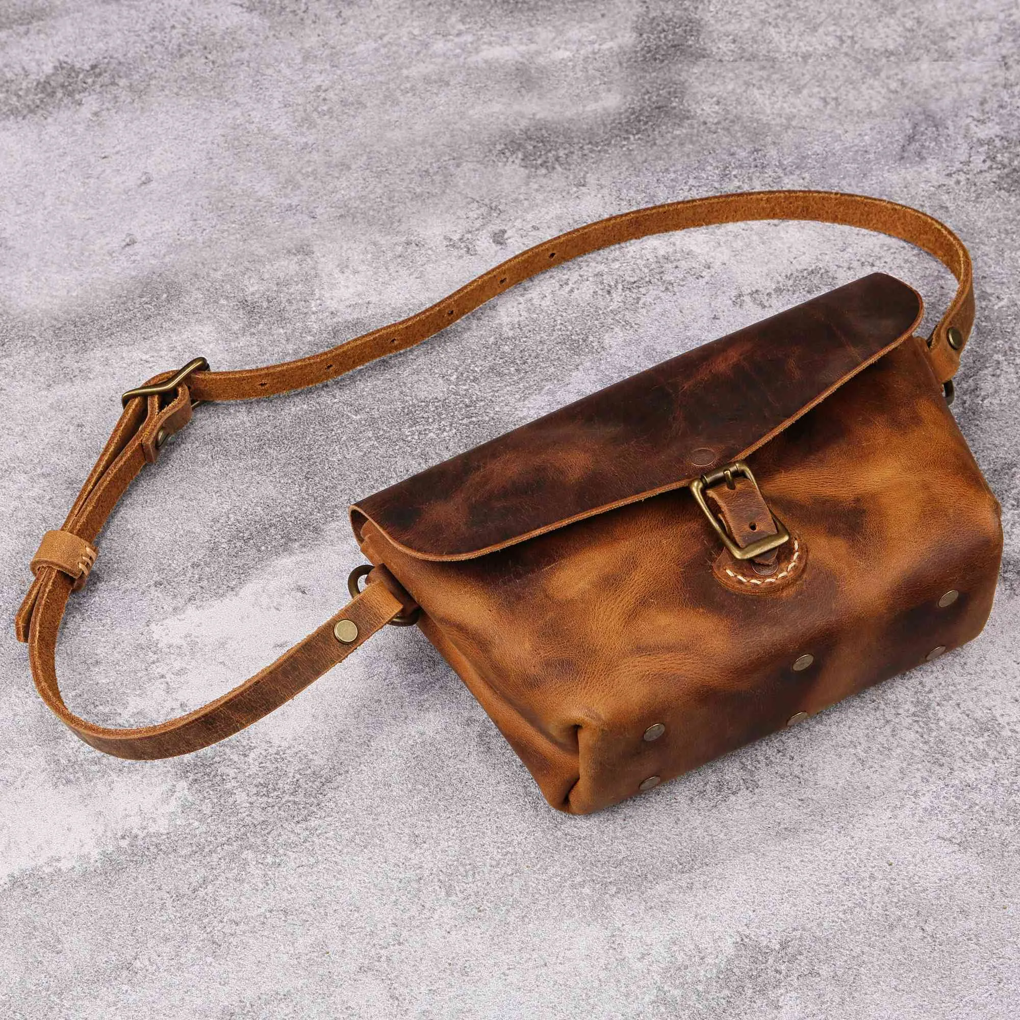 Genuine leather designer crossbody fanny pack for men