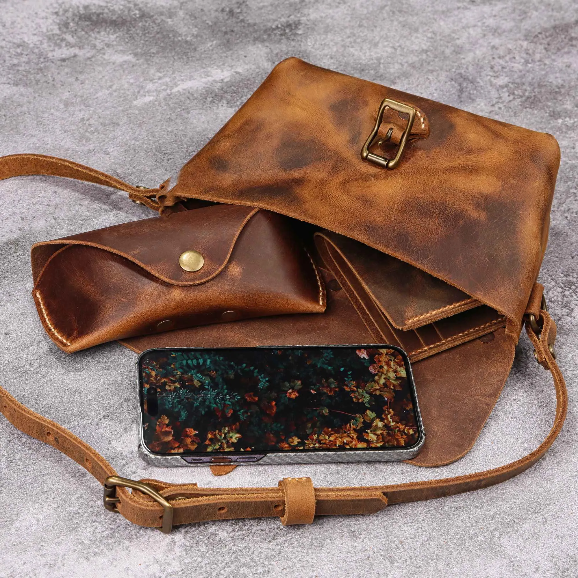 Genuine leather designer crossbody fanny pack for men