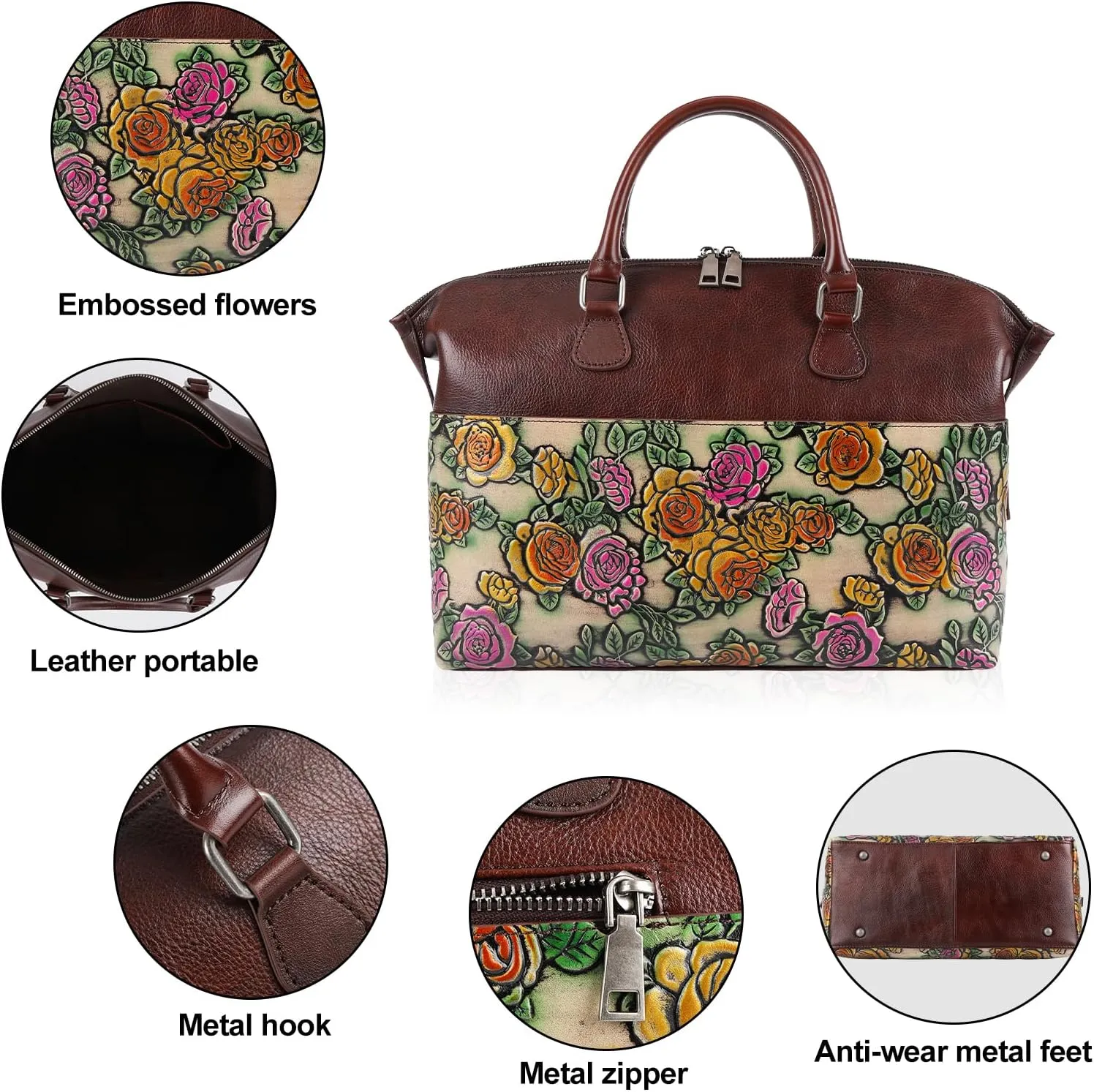 Genuine Leather Handbags for Women Satchel Tote Bags Top Handle Ladies Purses
