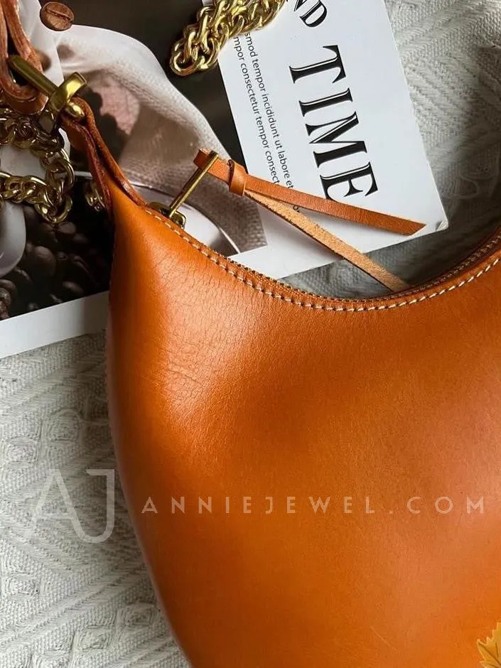 Genuine Leather Underarm Bag Shoulder Underarm Bag With Chain Strap