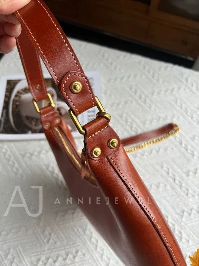 Genuine Leather Underarm Bag Shoulder Underarm Bag With Chain Strap