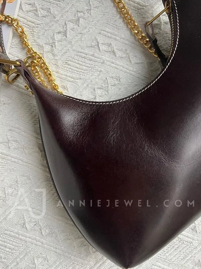 Genuine Leather Underarm Bag Shoulder Underarm Bag With Chain Strap