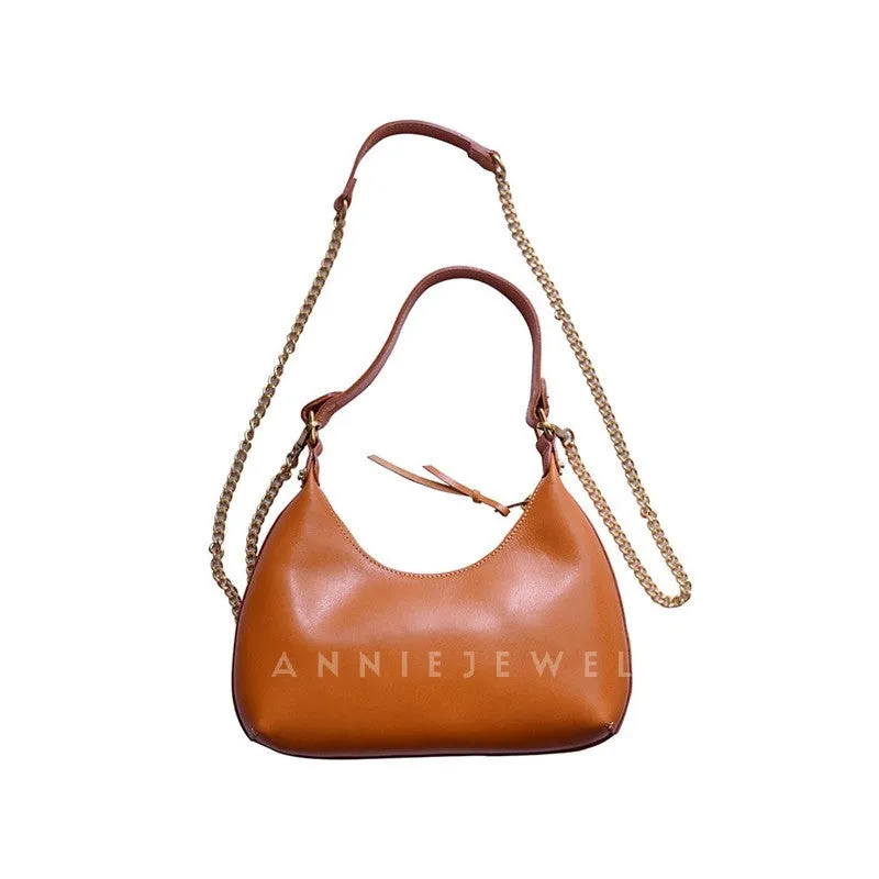 Genuine Leather Underarm Bag Shoulder Underarm Bag With Chain Strap