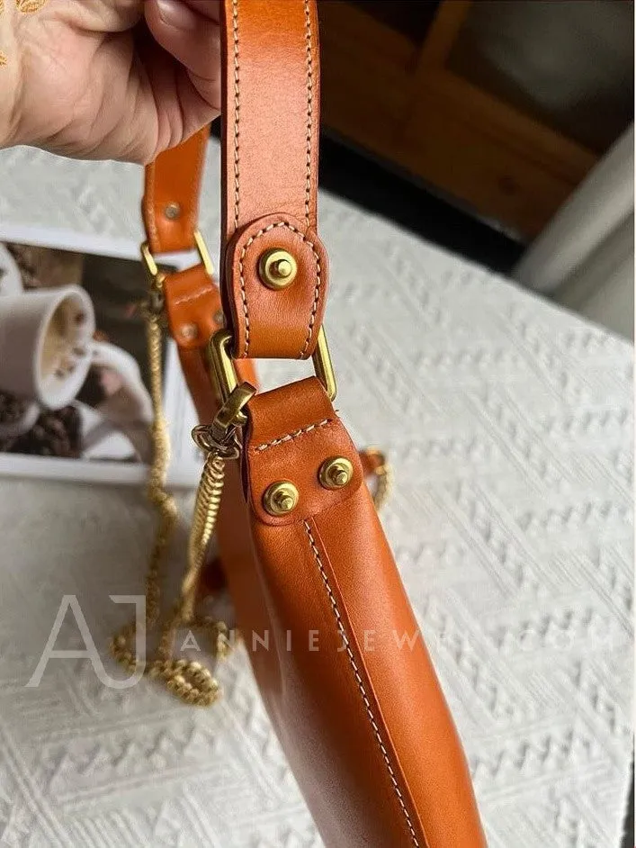 Genuine Leather Underarm Bag Shoulder Underarm Bag With Chain Strap