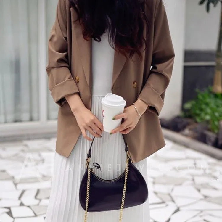 Genuine Leather Underarm Bag Shoulder Underarm Bag With Chain Strap