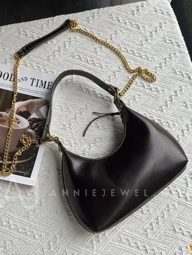 Genuine Leather Underarm Bag Shoulder Underarm Bag With Chain Strap