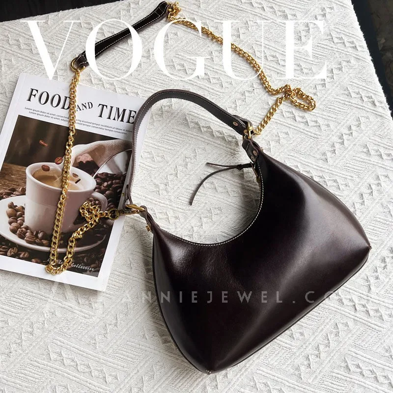 Genuine Leather Underarm Bag Shoulder Underarm Bag With Chain Strap