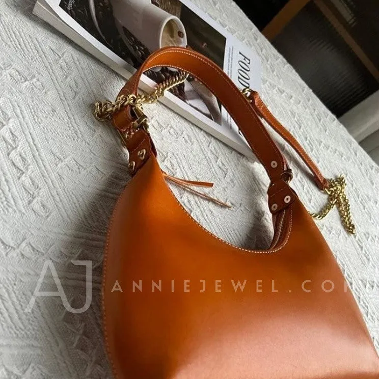 Genuine Leather Underarm Bag Shoulder Underarm Bag With Chain Strap