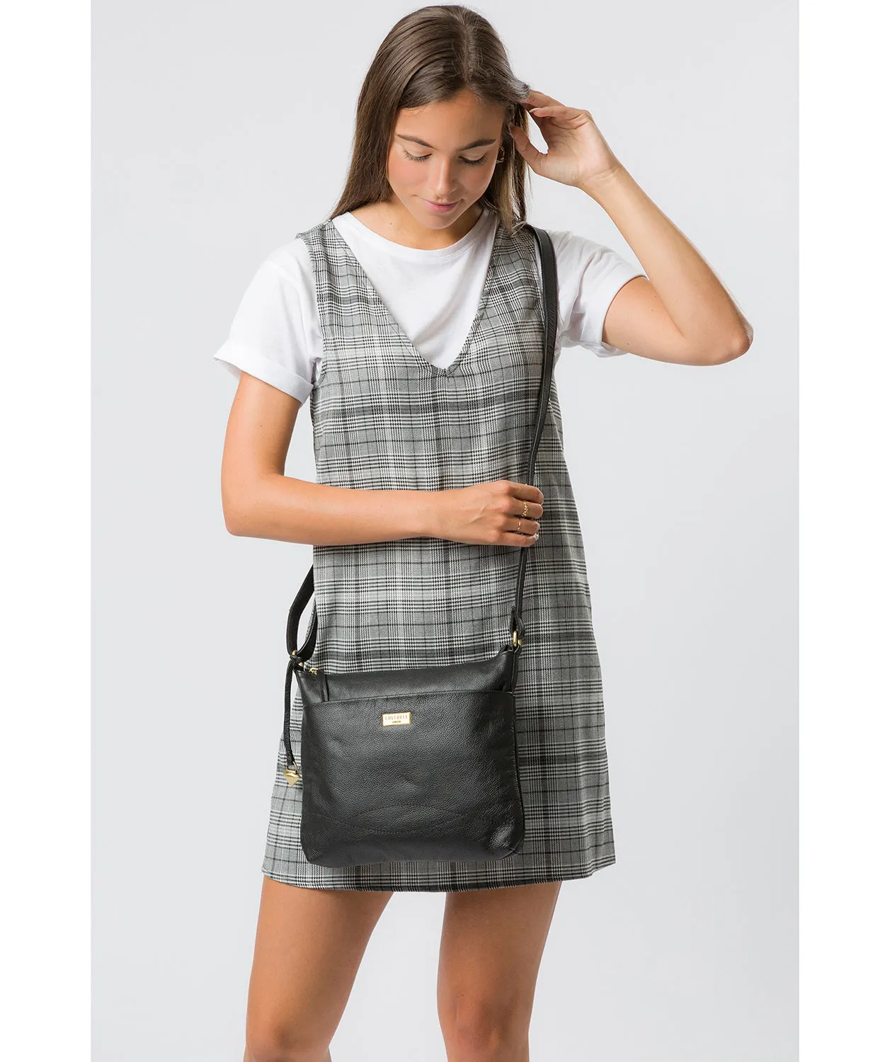 'Gianna' Black Leather Cross Body Bag