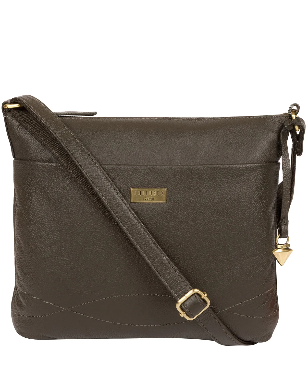 'Gianna' Olive Leather Cross Body Bag