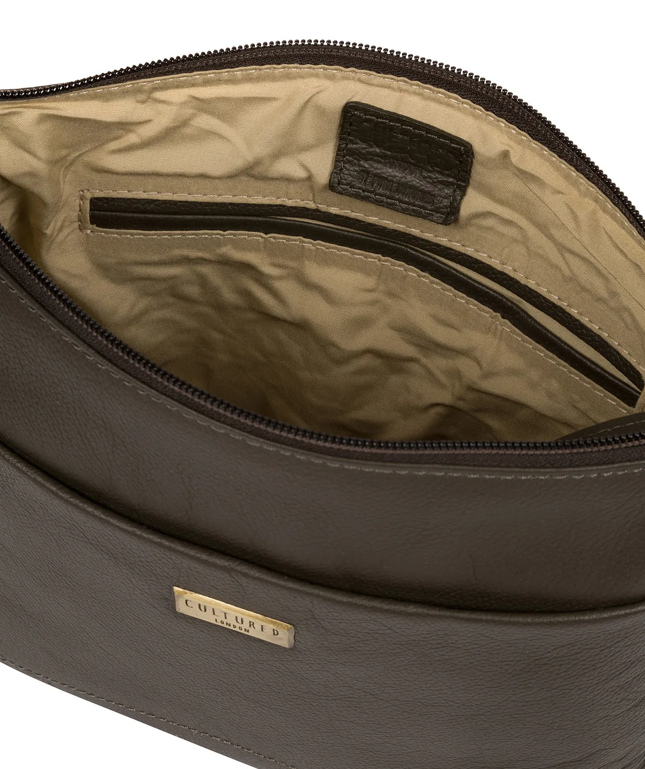 'Gianna' Olive Leather Cross Body Bag