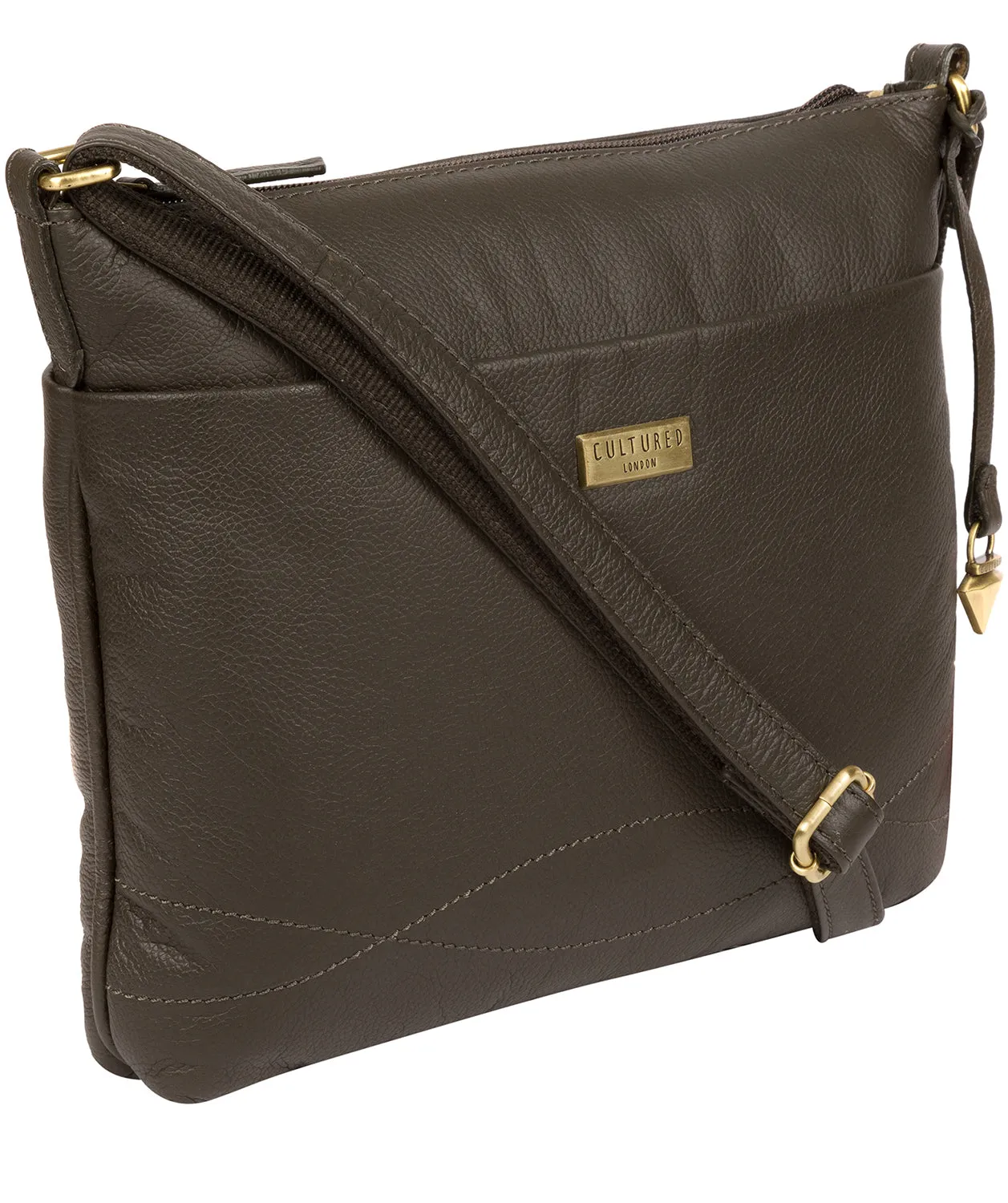 'Gianna' Olive Leather Cross Body Bag