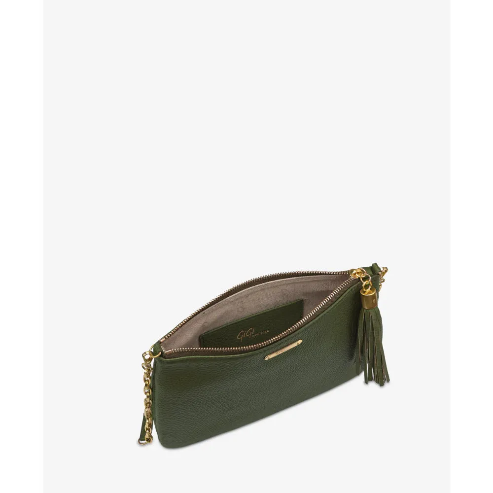 GiGi New York Chelsea Chain Crossbody - Moss Pebble Grain Leather