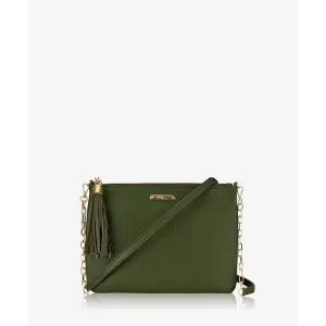 GiGi New York Chelsea Chain Crossbody - Moss Pebble Grain Leather