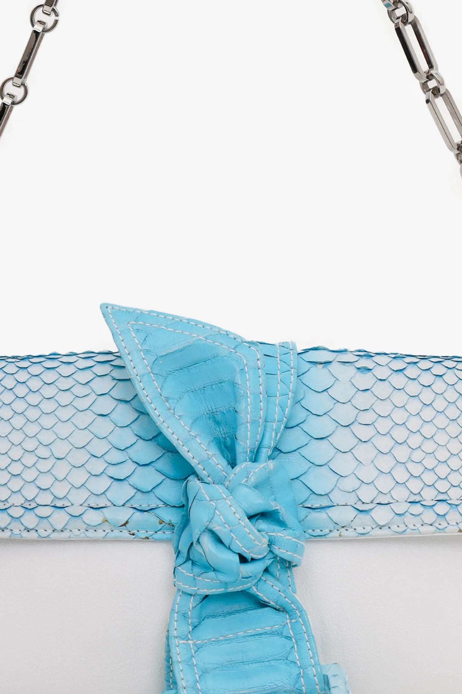 Givenchy Blue/White Python Knot Clutch with Chain
