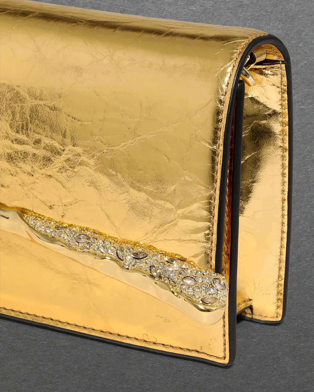 Gold Angular Convertible Crossbody Bag - Gold