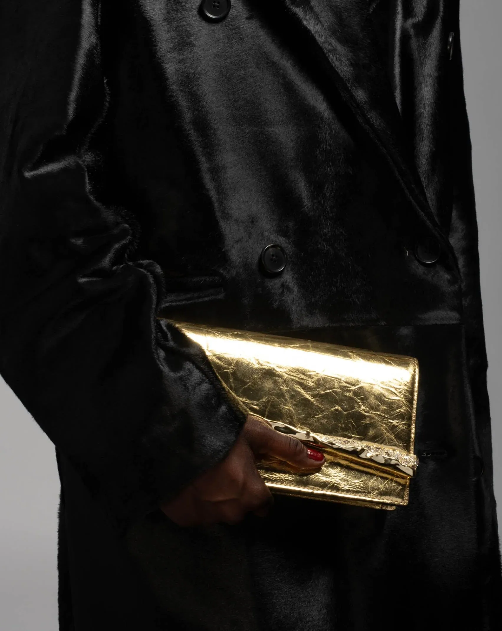 Gold Angular Convertible Crossbody Bag - Gold