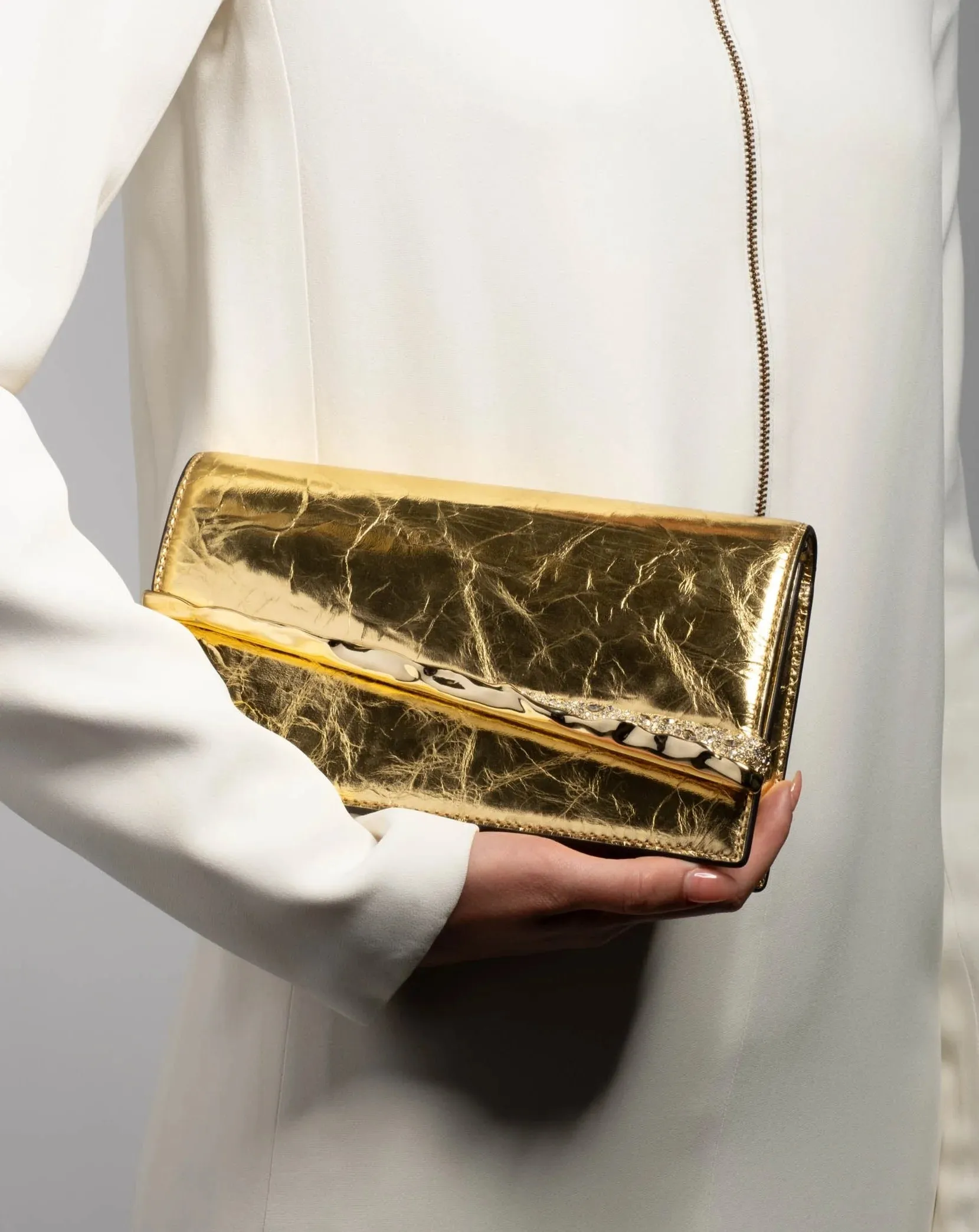 Gold Angular Convertible Crossbody Bag - Gold