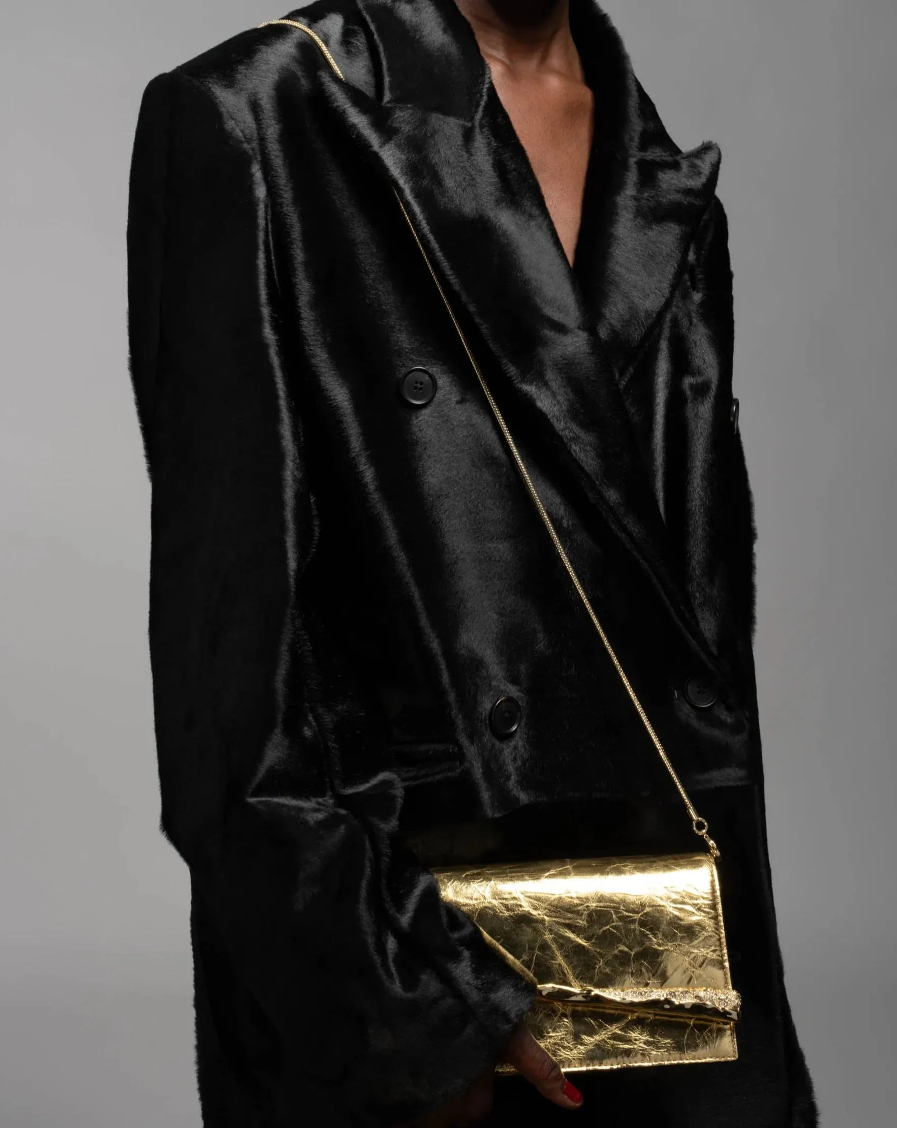 Gold Angular Convertible Crossbody Bag - Gold