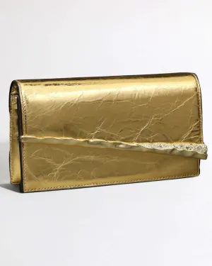 Gold Angular Convertible Crossbody Bag - Gold