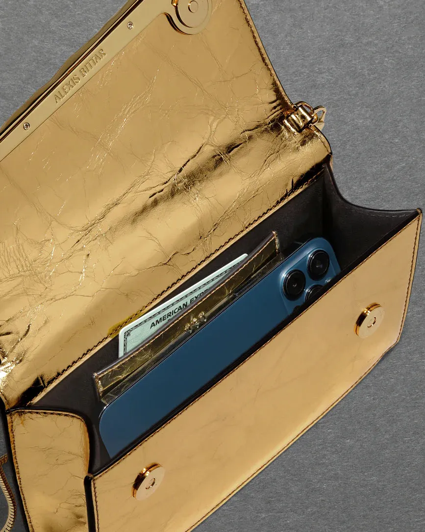 Gold Angular Convertible Crossbody Bag - Gold