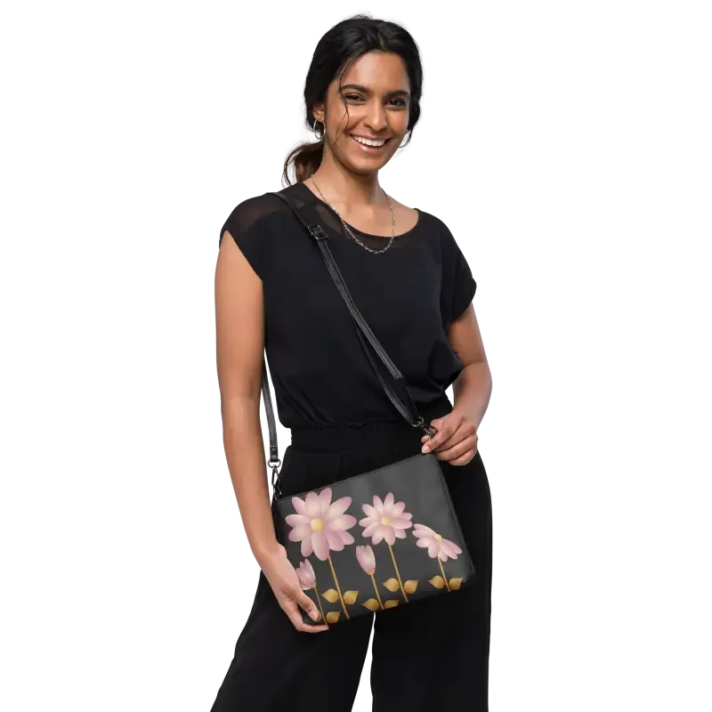 Gold Floral Center Crossbody Bag