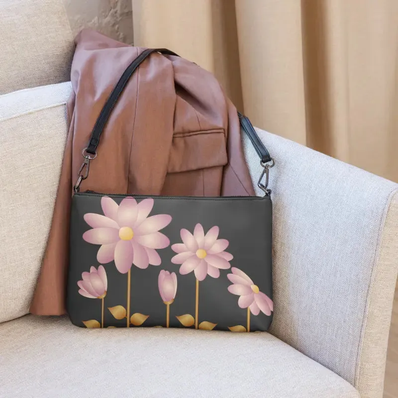 Gold Floral Center Crossbody Bag