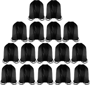 GoodtoU Drawstring Backpack Bags Cinch Sacks - Gym Drawstring Bags Bulk String Backpacks Black 16 Pcs