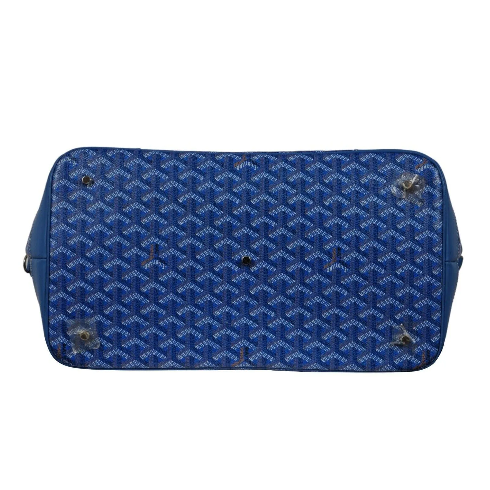 Goyard Beluga MM Handle Bag Blue Goyardine Leather Carry On Duffle Weekend