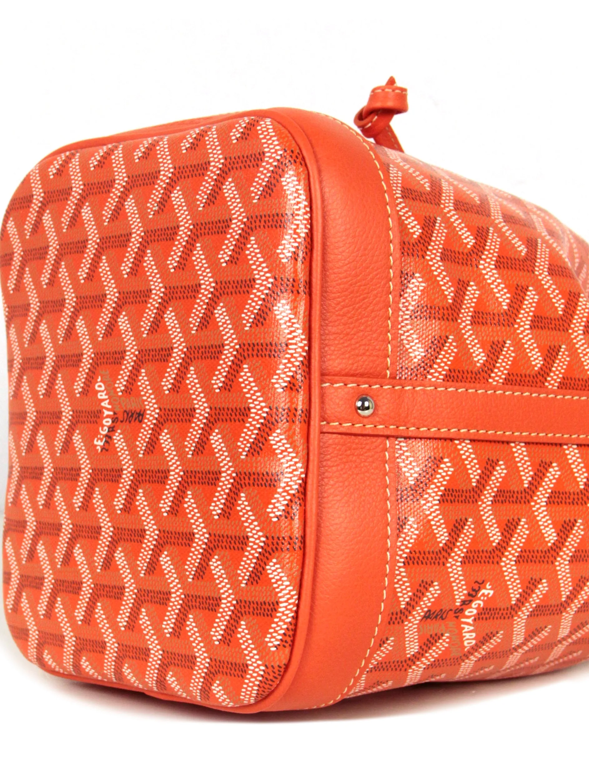Goyard NEW Orange Goyardine Petit Flot PM Bucket Bag