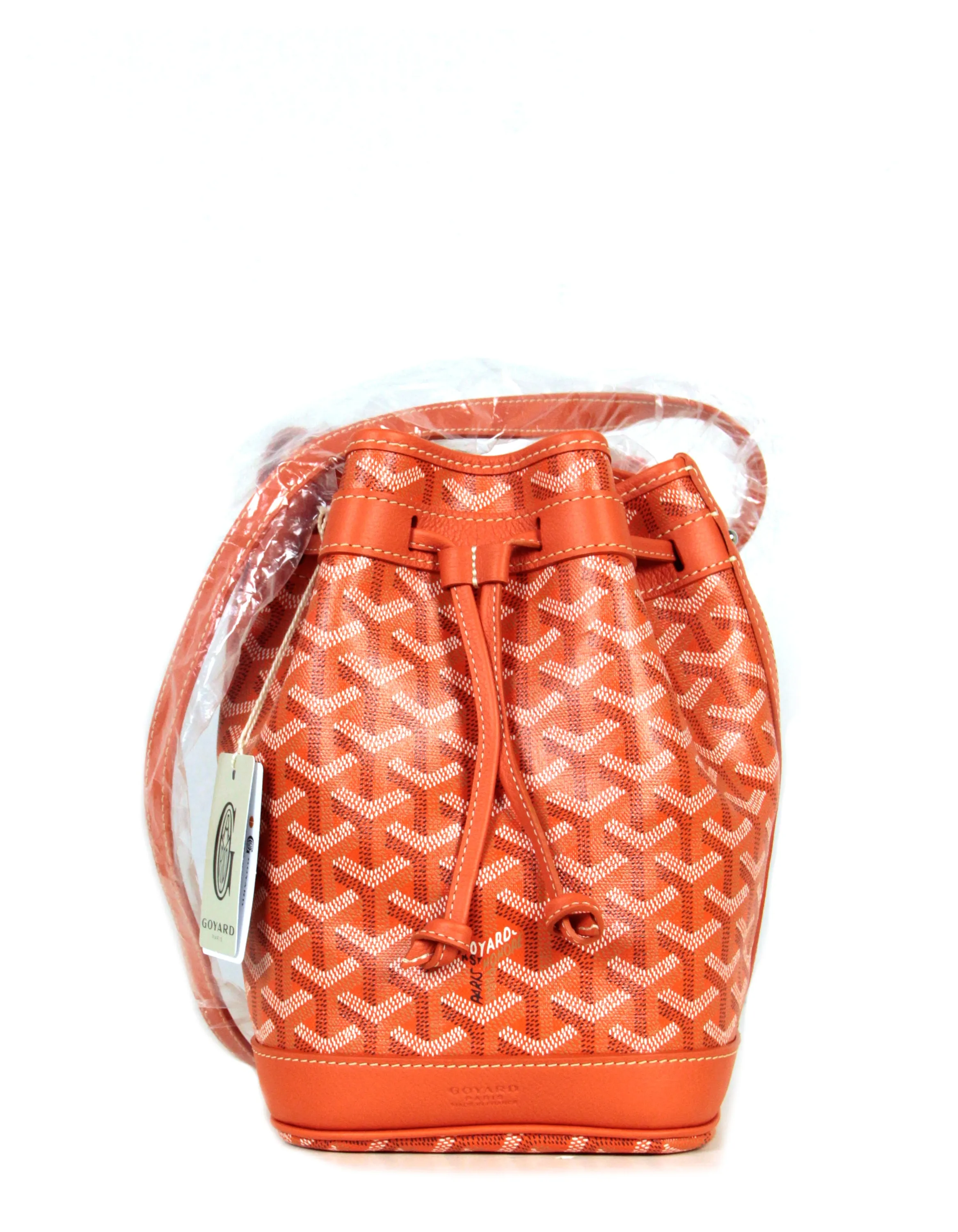 Goyard NEW Orange Goyardine Petit Flot PM Bucket Bag