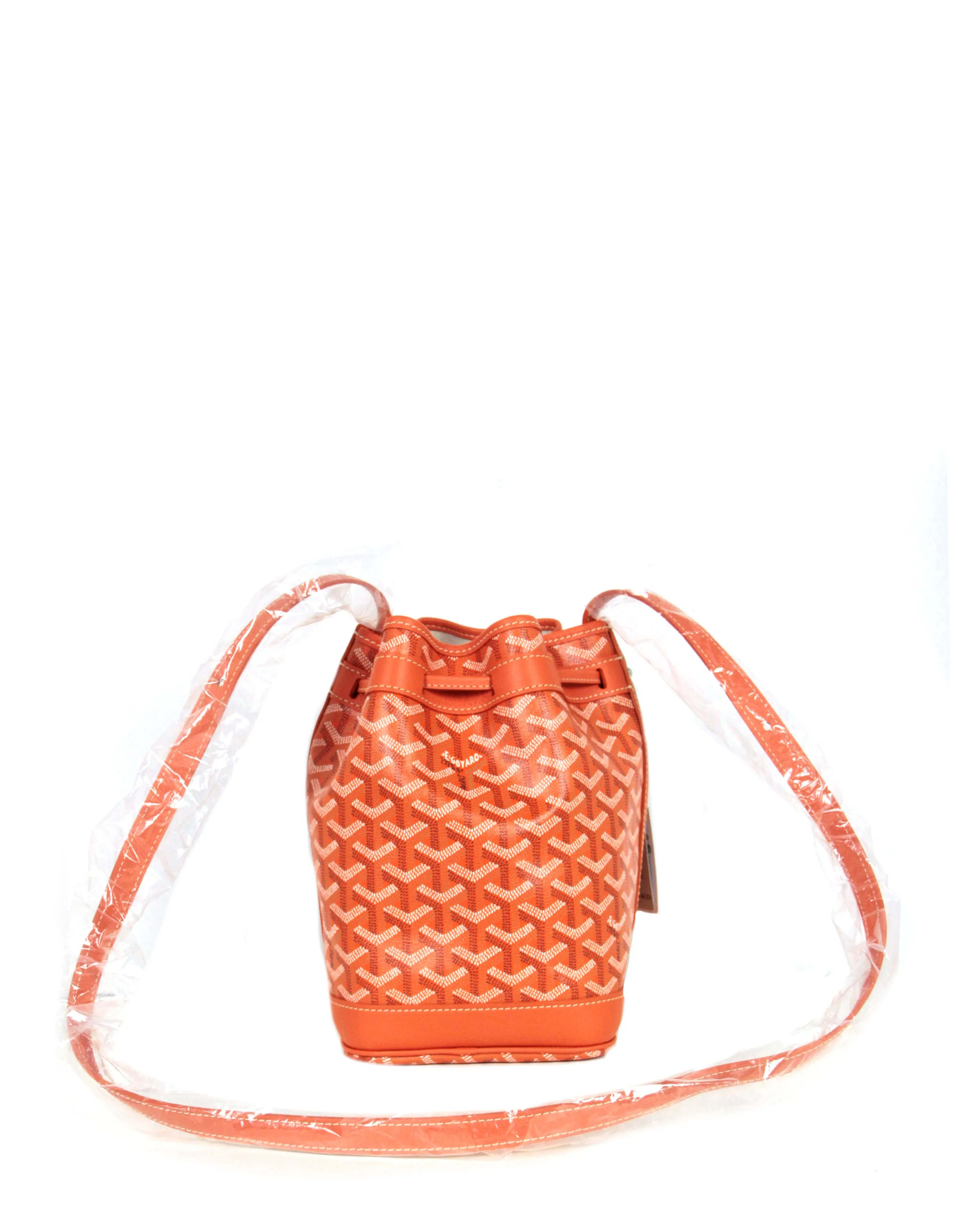 Goyard NEW Orange Goyardine Petit Flot PM Bucket Bag