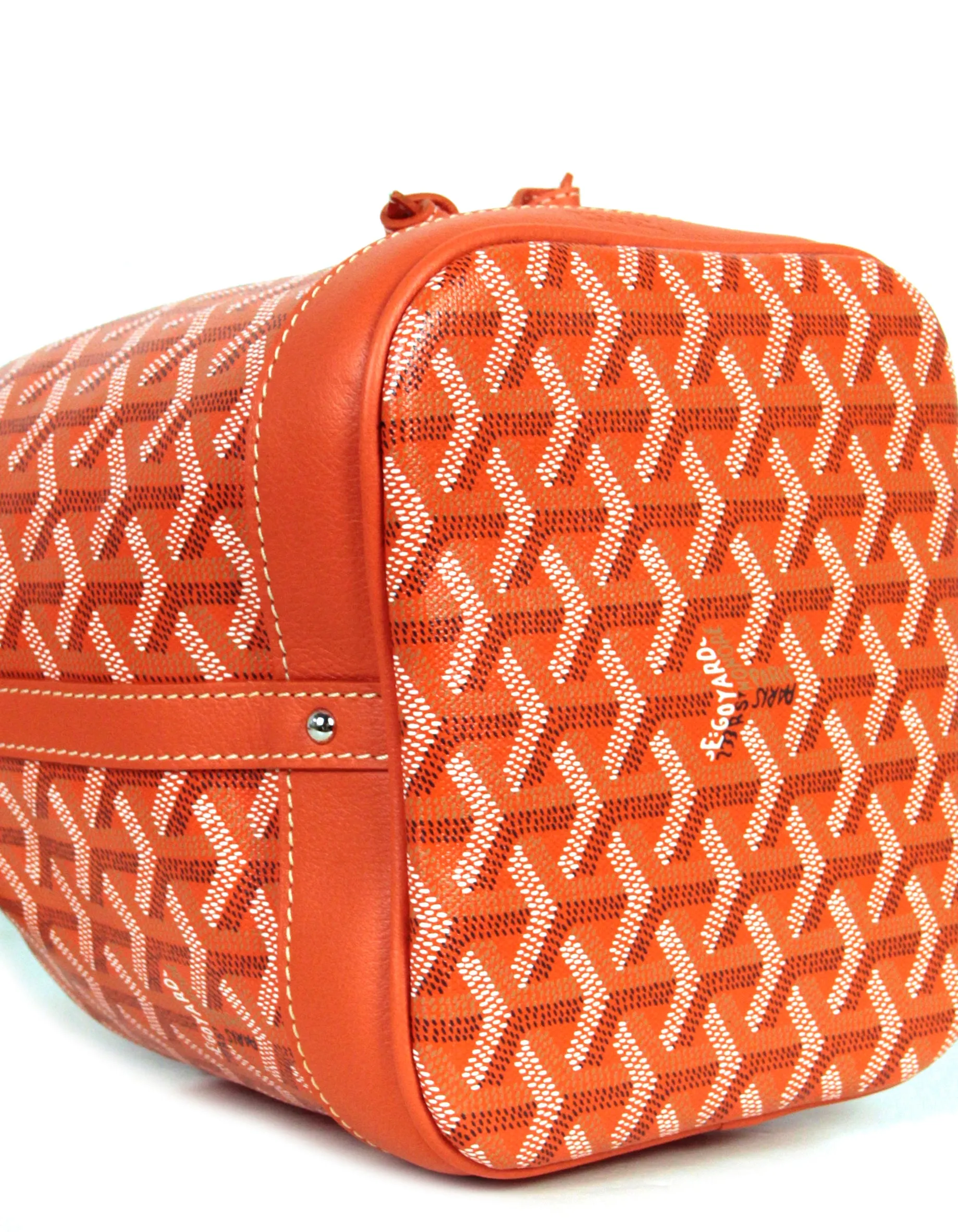 Goyard NEW Orange Goyardine Petit Flot PM Bucket Bag