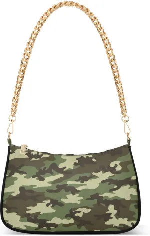Green Military Camouflage Shoulder Handbags for Women Travel Hobo Tote Handbag Women Gold Chain Shoulder Bags Purse with Zipper Closure