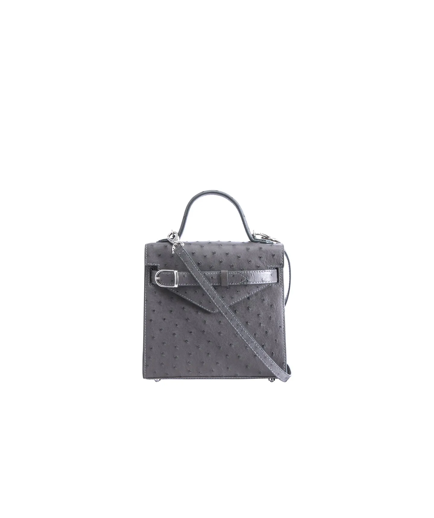 Grey Ostrich | 'Isibambo' Top Handle Bag